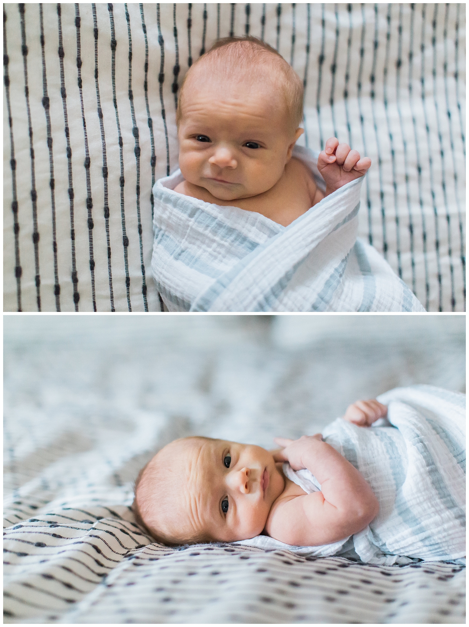 Swaddled baby at a lifestyle newborn session in Duxbury, MA, with Halie Olszowy.