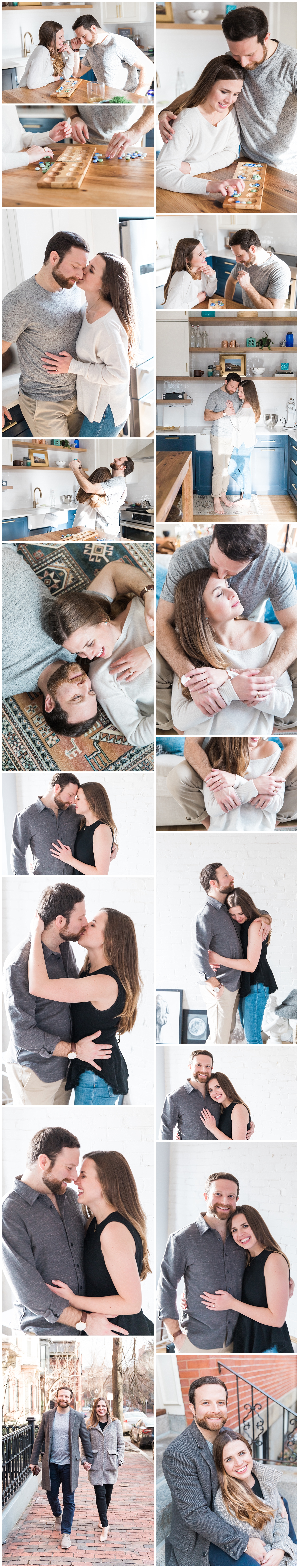 Lifestyle engagement session in the South End, Boston. Couple baking cookies and photography by halie.