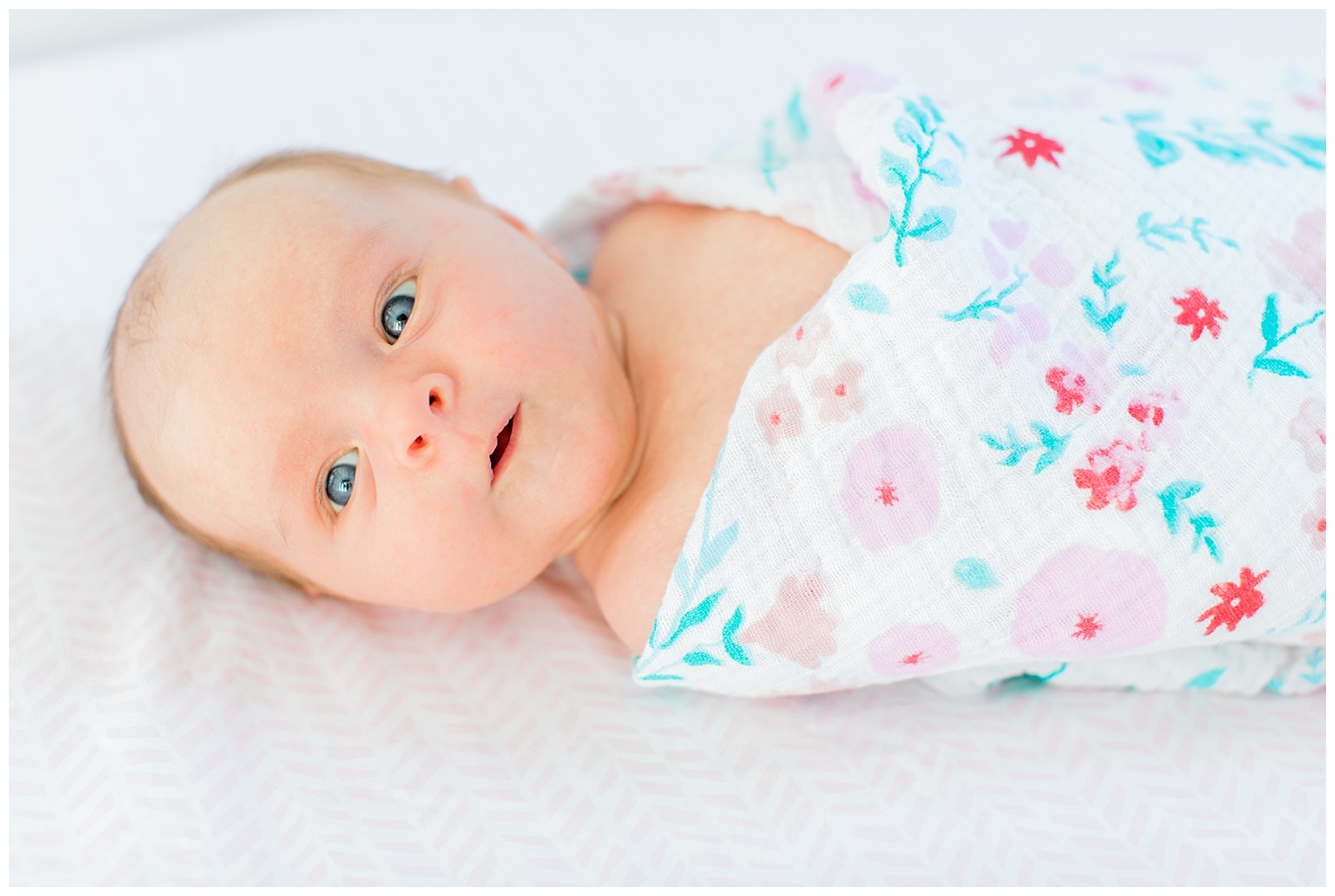 Swaddled baby at lifestyle newborn session, with Halie Olszowy (based in Portsmouth, NH).