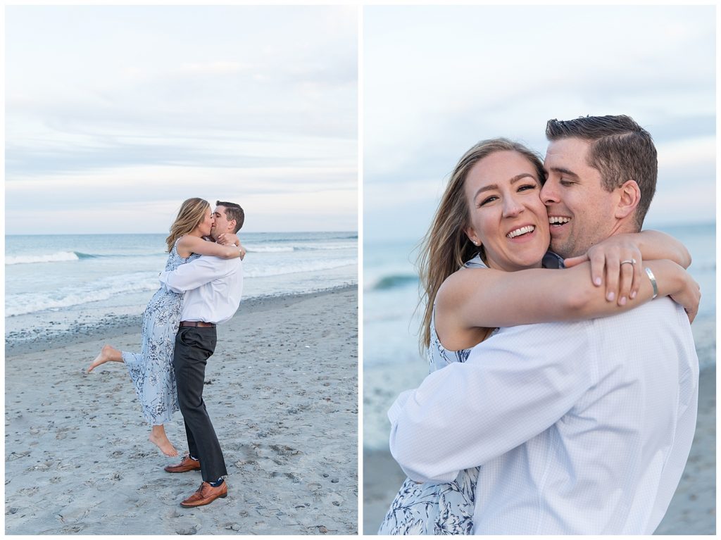 Seacoast, NH engagement photos at Jenness Beach in Rye, NH, photography by halie.