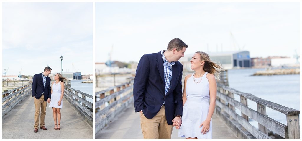Seacoast, NH engagement photos at Prescott Park in Portsmouth, NH, photography by halie.
