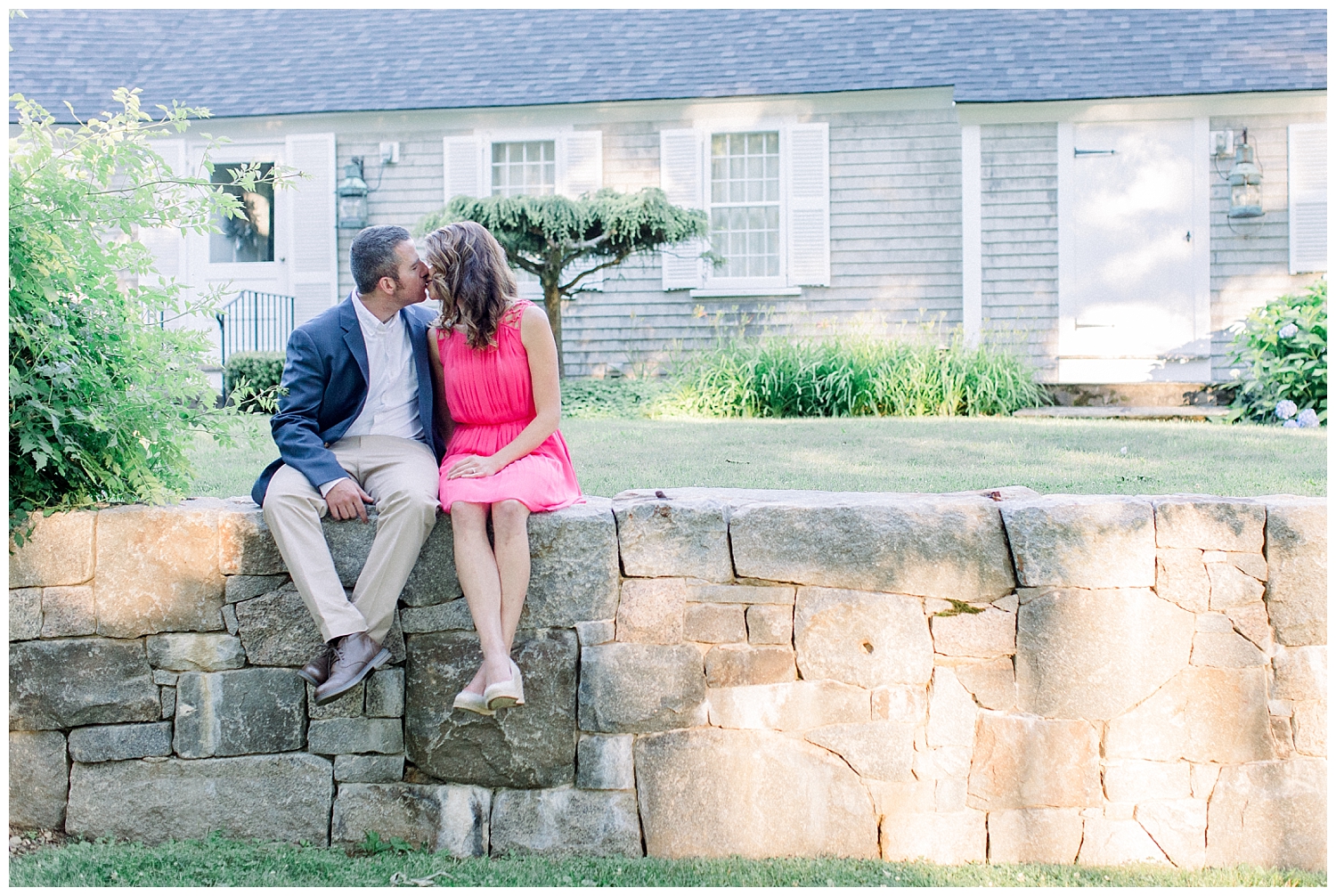 York, Maine coastal engagement session at Southern Maine family property. Photos by Halie Olszowy.