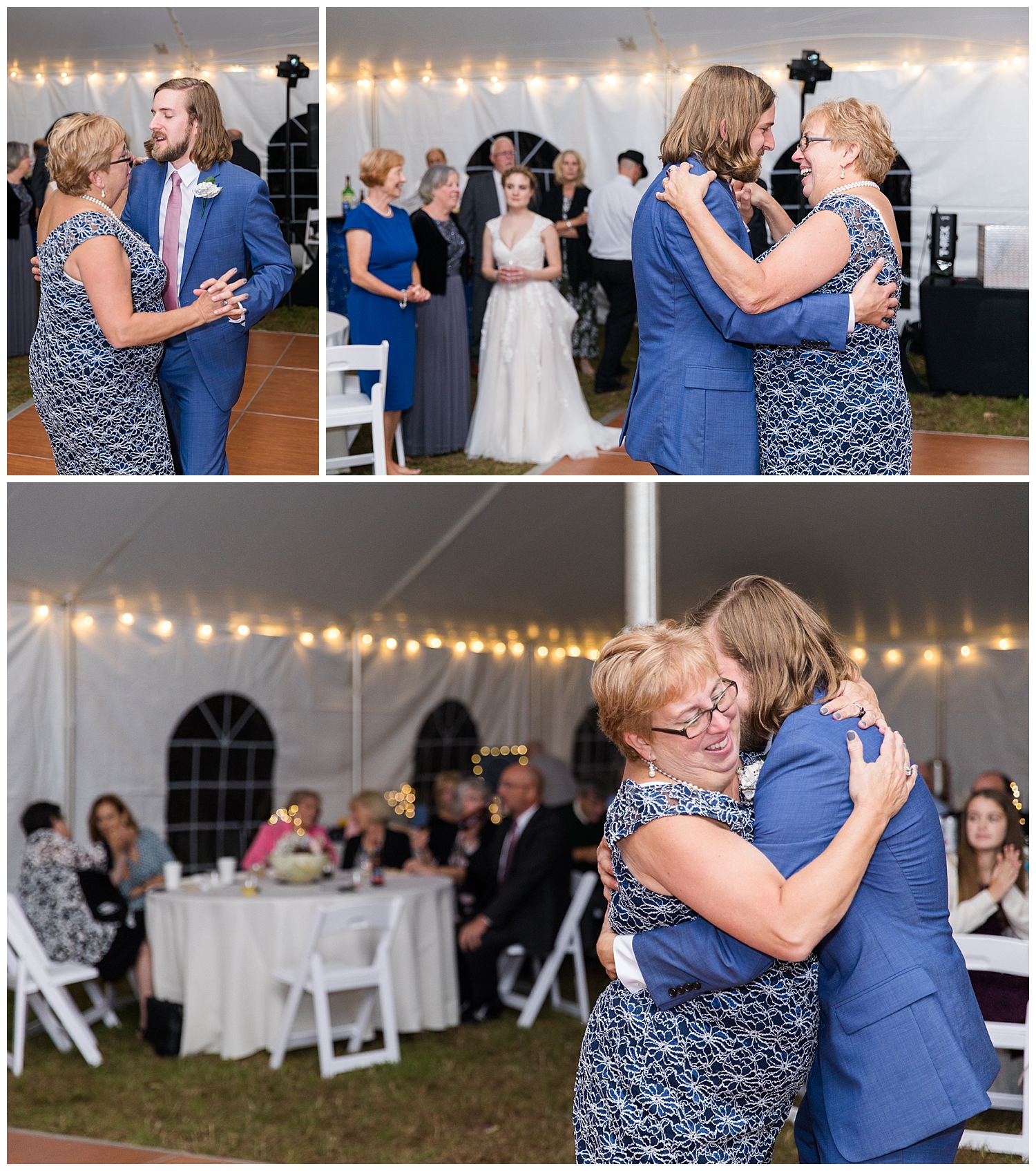 Mother-Son dance at Goffstown, New Hampshire wedding at a private estate. Photography by Halie Olszowy.