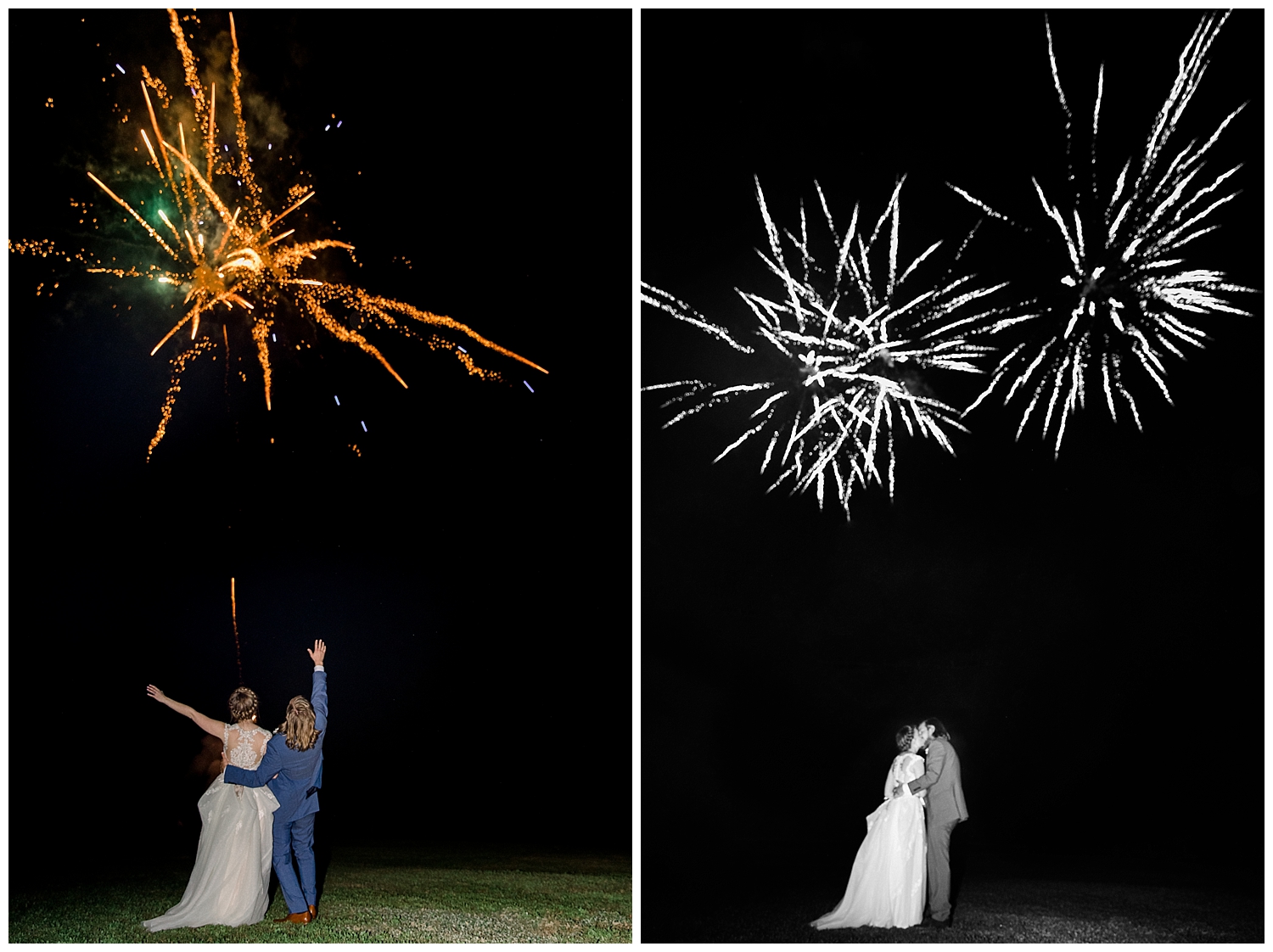 Fireworks at a Goffstown, New Hampshire wedding at a private estate. Photography by Halie Olszowy.