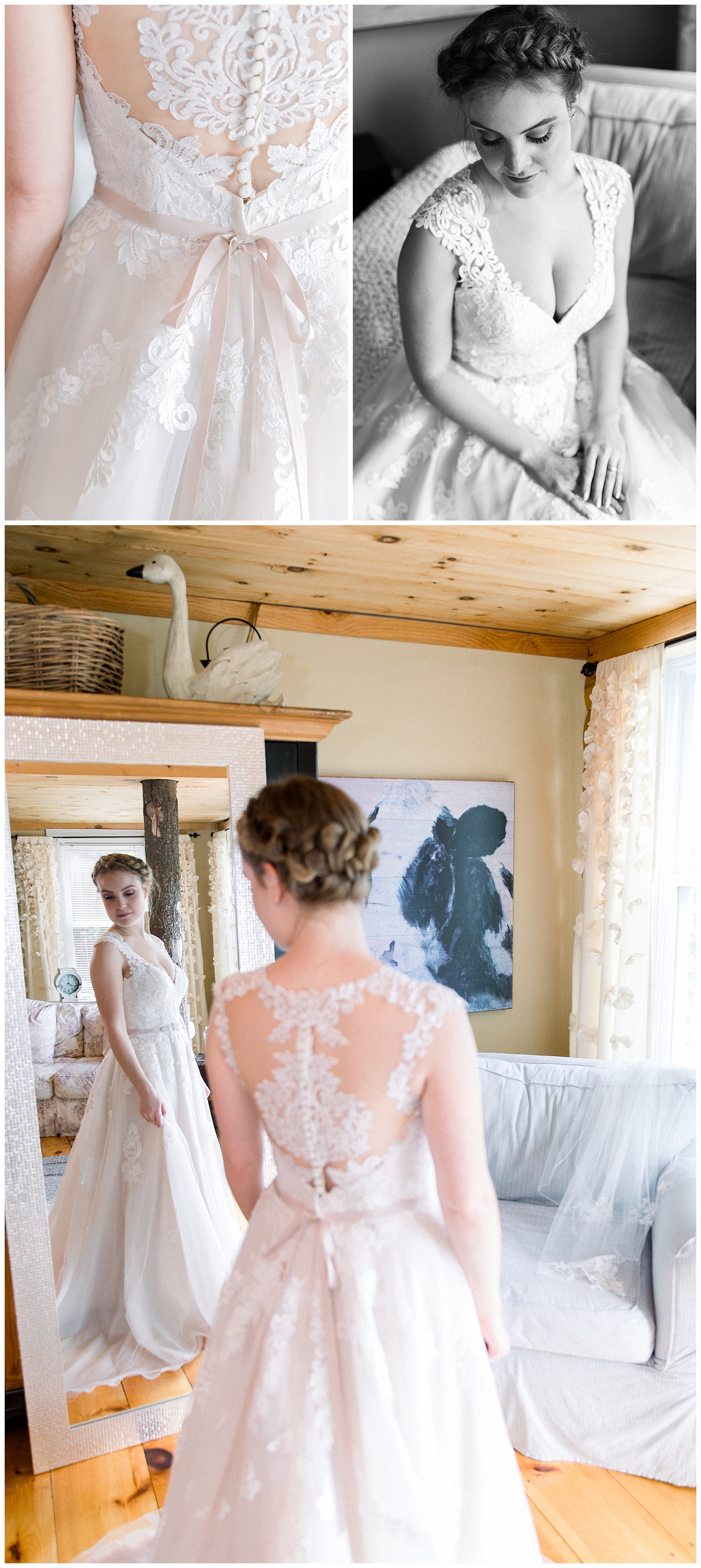 Stella York wedding gown at Goffstown, New Hampshire wedding at a private estate. Photography by Halie Olszowy.