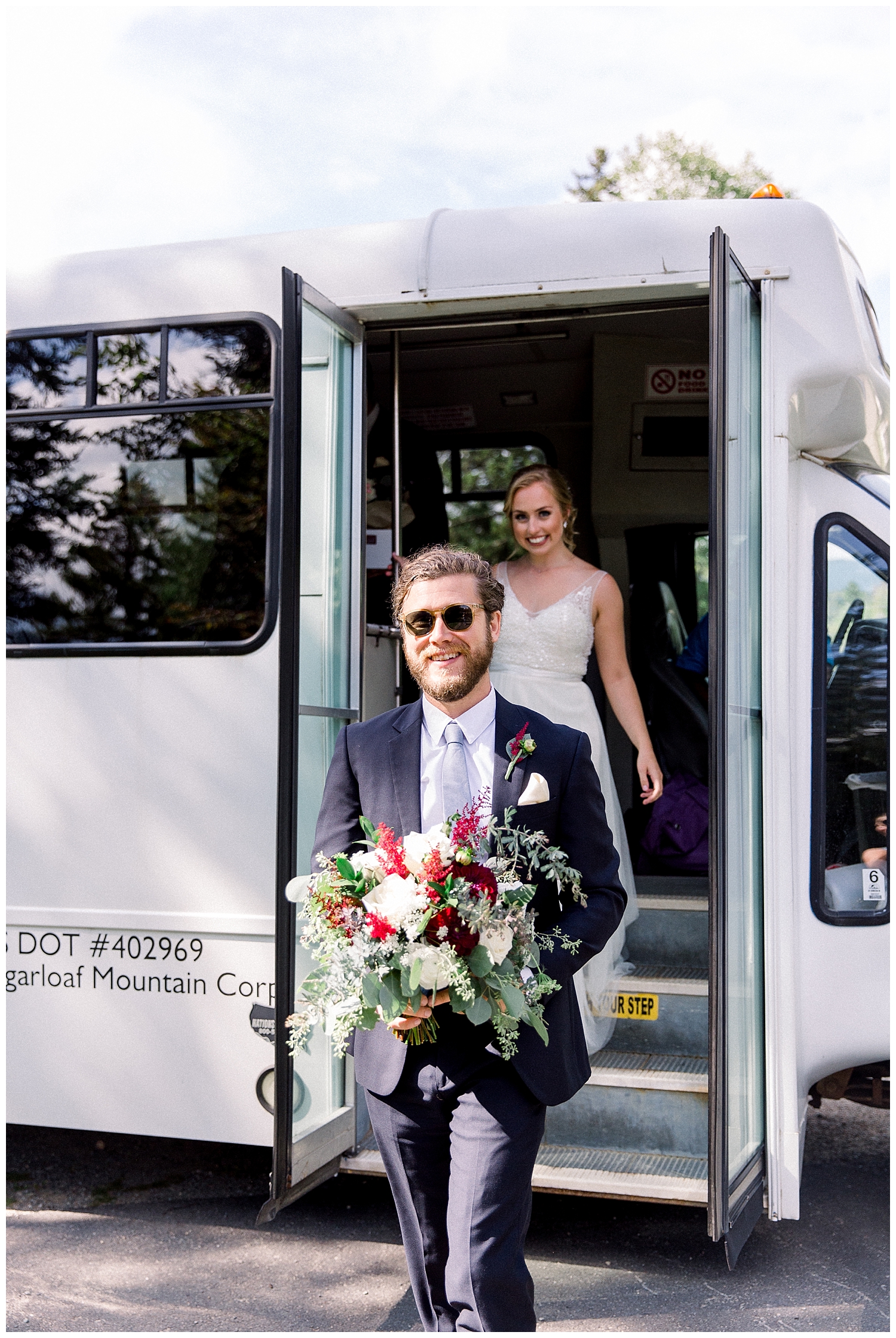 Bride traveling to her First Look at the Outdoor Adventure Center at a Sugarloaf Mountain Resort Wedding in Maine, photos by Halie Olszowy.