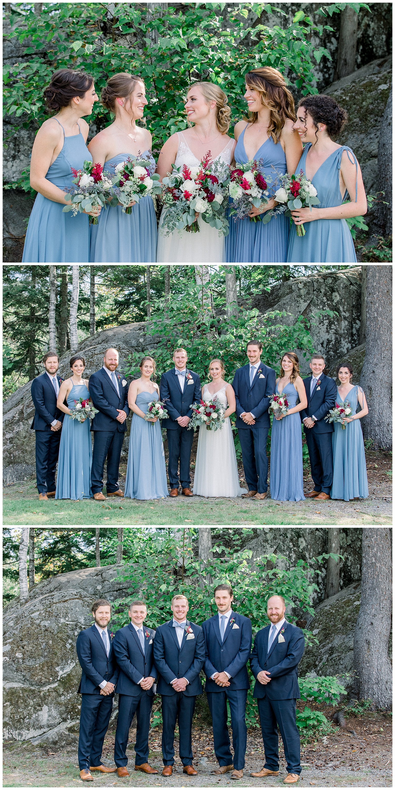 Bridal party at the Outdoor Adventure Center at a Sugarloaf Mountain Resort Wedding in Maine, photos by Halie Olszowy.