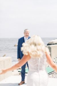 Wedding Day Moments You'll Want to Have - father-daughter reveal on the ocean in Scituate