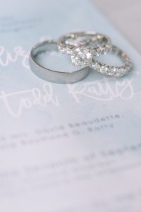 Minted wedding invitations with Barmakian Jewelers wedding bands, at Rye, NH coastal wedding Abenaqui Country Club