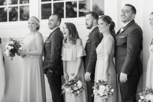 Candid wedding party photos, coastal NH wedding at Abenaqui Country Club and Fuller Gardens in Rye