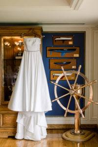 Stamford Yacht Club Wedding - CT Wedding - BHLD dress in yacht club while getting ready for wedding
