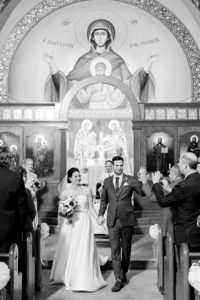 Stamford Yacht Club Wedding - CT wedding in Greek Orthodox Church, classic BHLDN strapless dress