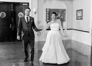 Stamford Yacht Club Wedding - CT wedding reception photos with classic BLHDN strapless dress