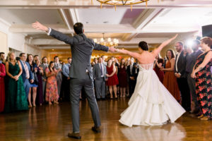 Stamford Yacht Club Wedding - CT wedding reception photos with classic BLHDN strapless dress