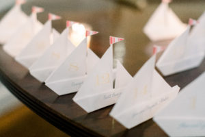Stamford Yacht Club Wedding - CT wedding reception details with navy and gold