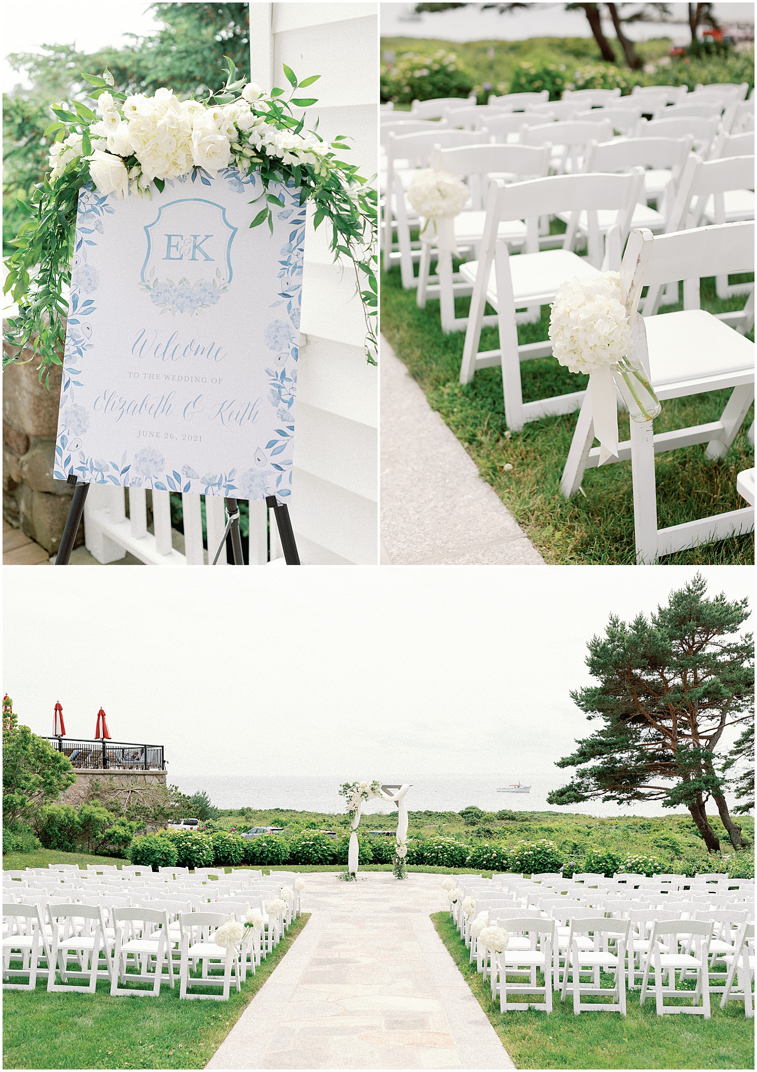 kennebunkport wedding ceremony decor by minka floral design and mulberry & elm