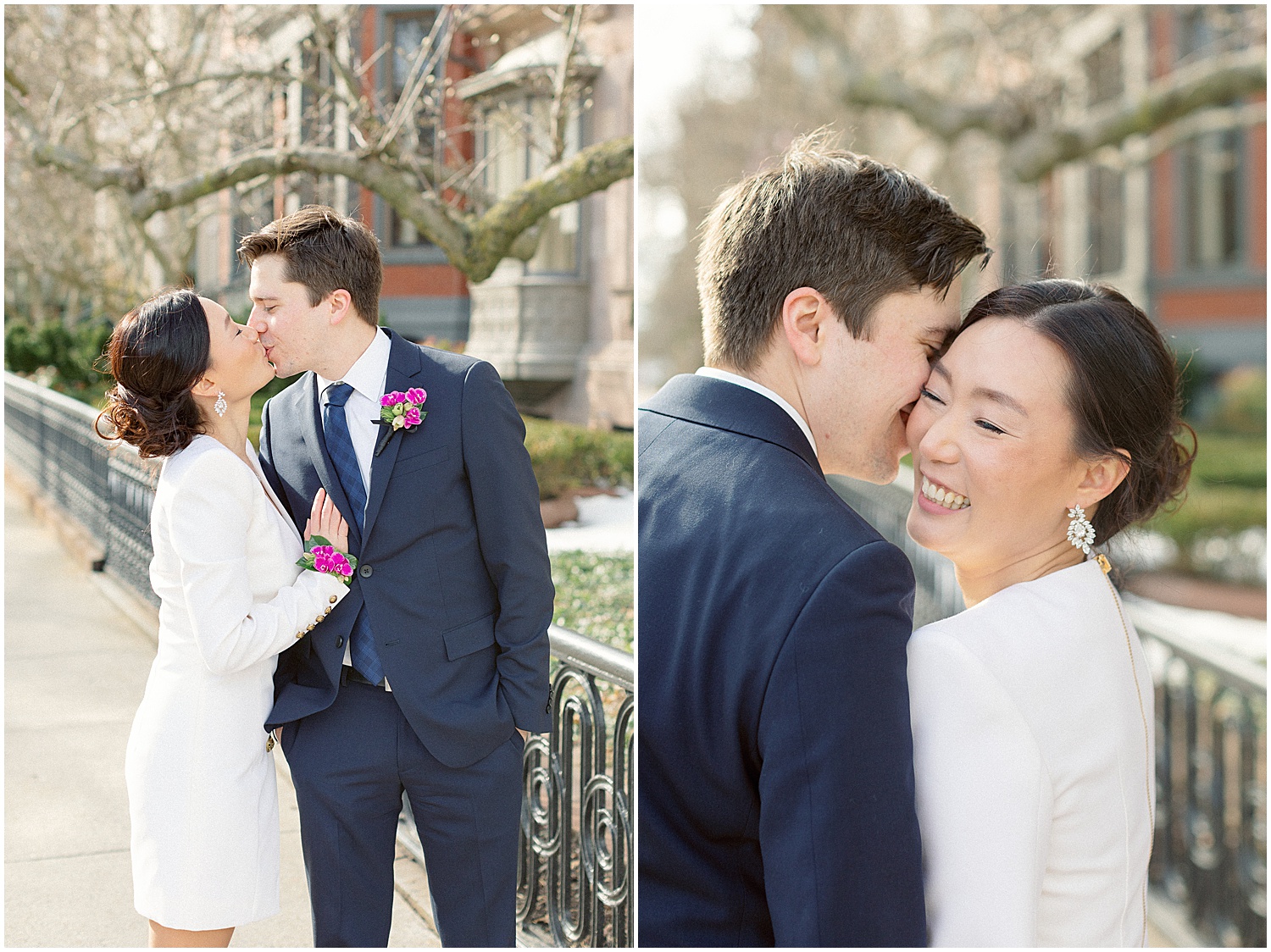 Winter elopement photos in downtown Boston