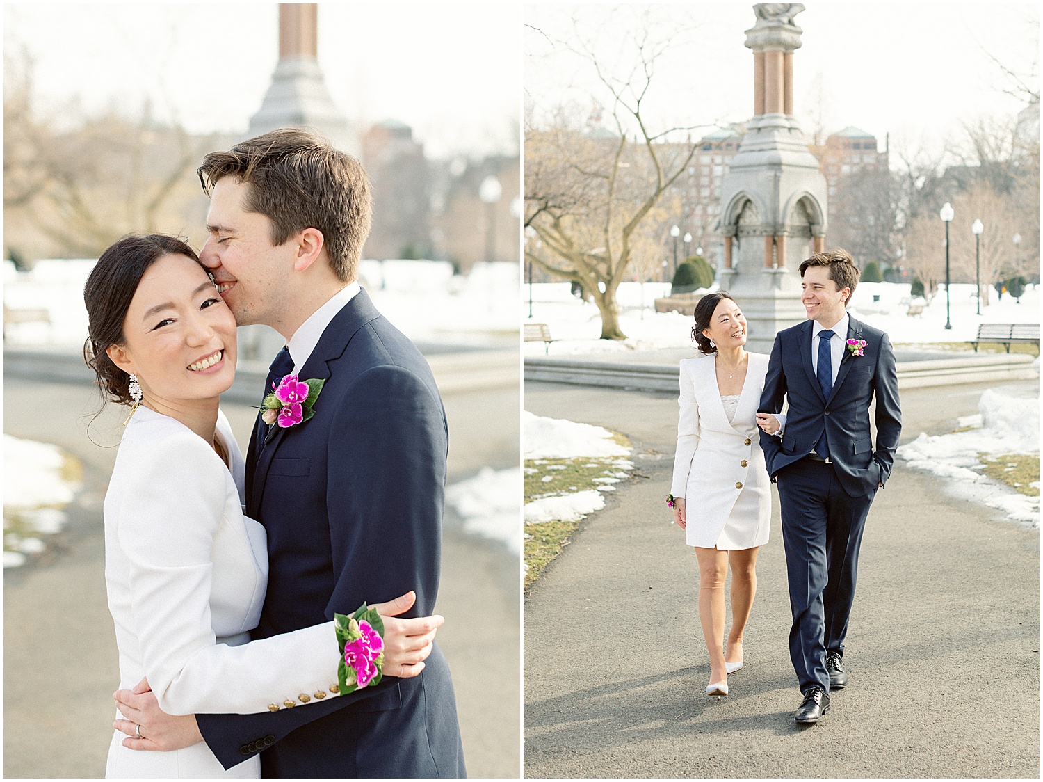 Winter elopement photos in the Boston Public Garden