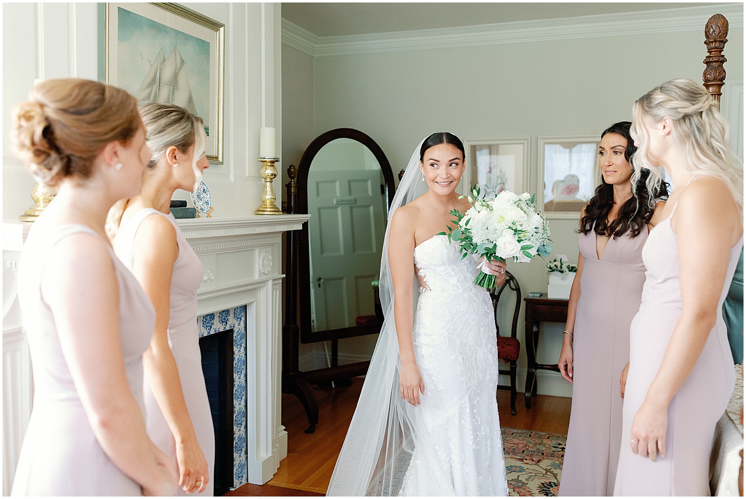 Bridesmaids reveal at Glen Magna Farms Wedding in Danvers Massachusetts
