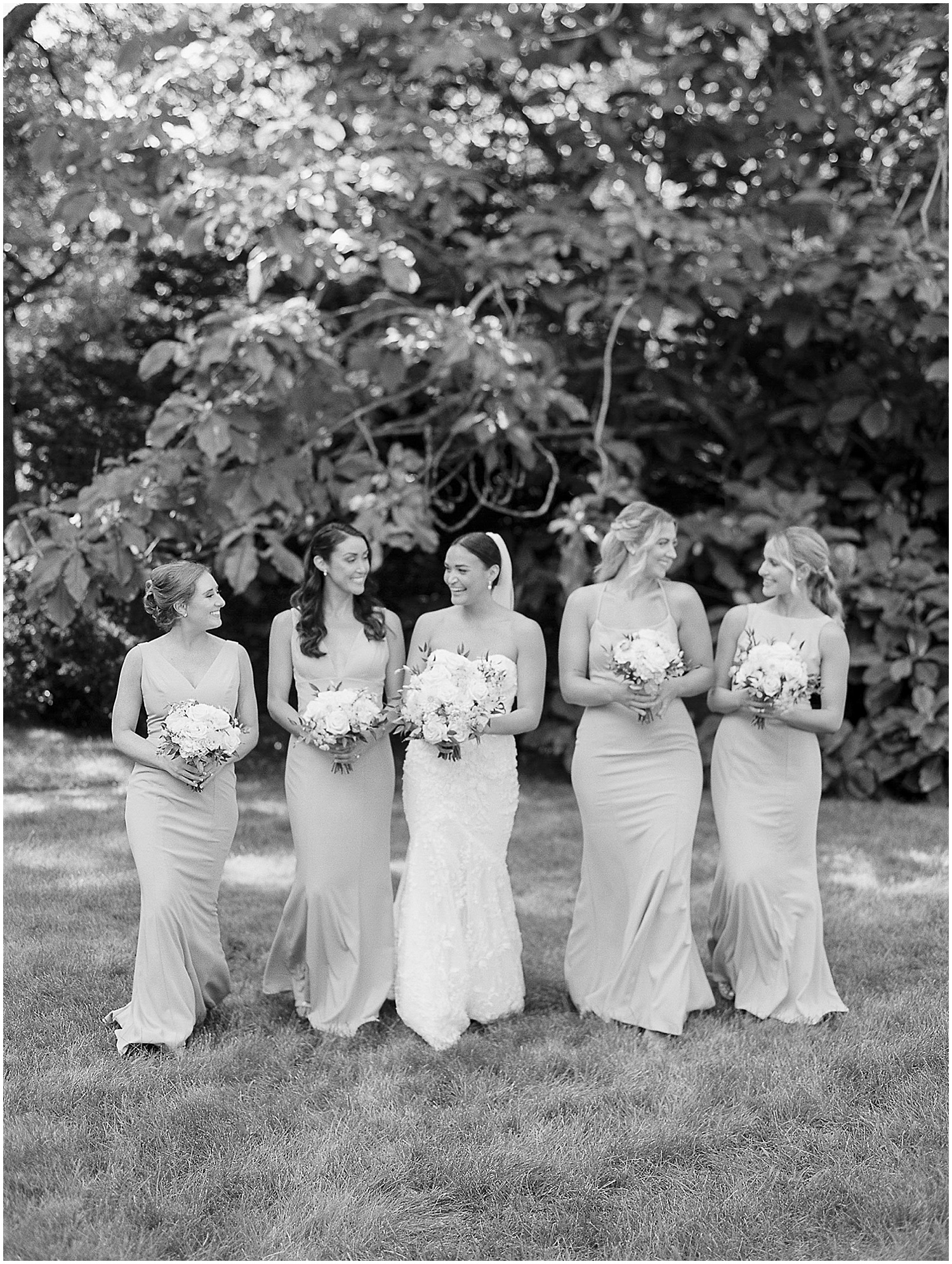 Amsale bridesmaid dresses at Glen Magna Farms Wedding in Danvers Massachusetts