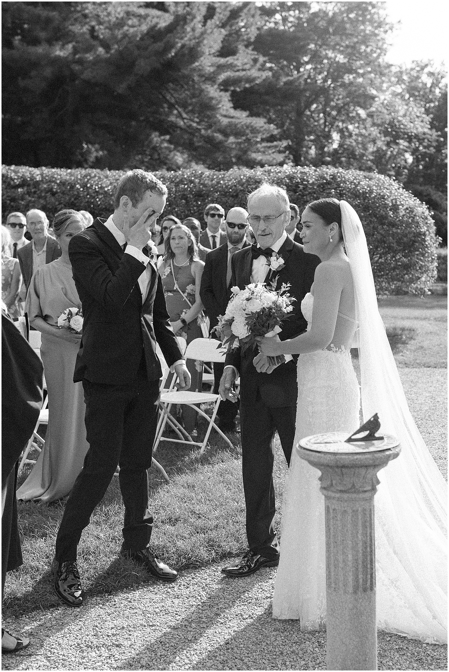 Groom crying at Summer Glen Magna Farms estate wedding in Danvers Massachusetts