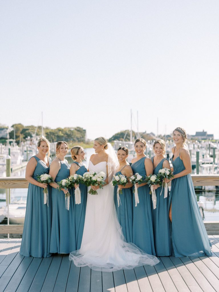 Bride and bridesmaid portraits for Dune at Wychmere Beach Club Wedding