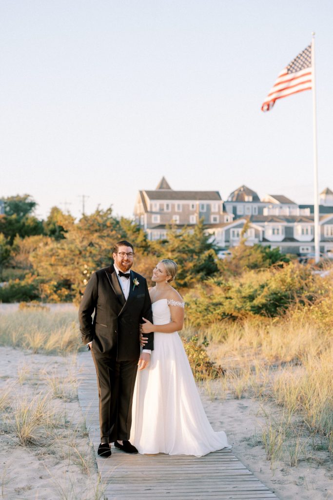 Bride and groom portrait for Dune at Wychmere Beach Club Wedding