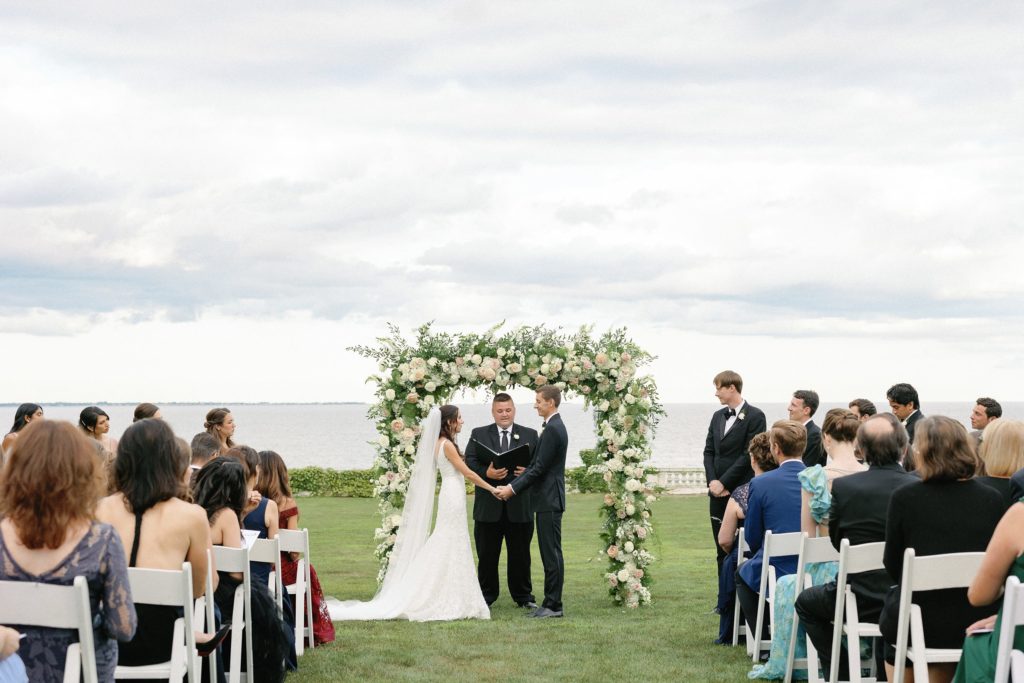 Outdoor ceremony at Rosecliff Newport Mansion