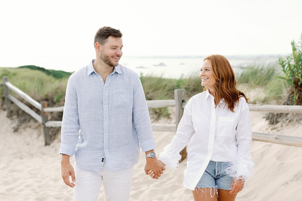 Beach engagement photos at Napatree Point Conservation Area