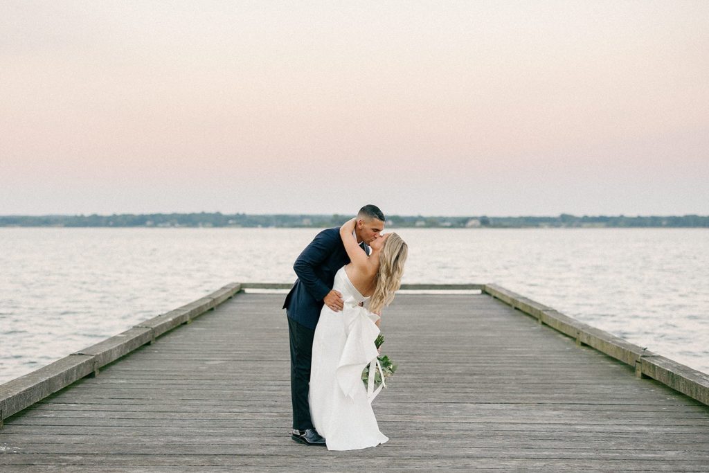Bride and groom portraits for summer wedding at Glen Manor House in Portsmouth, RI