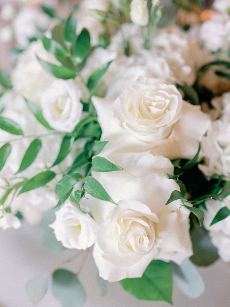 All white floral arrangement for classic Newport wedding