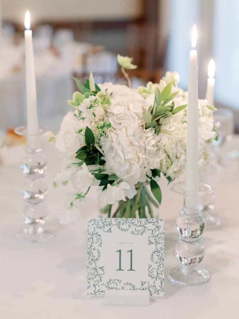 Reception tablescape decor at the Woodstock Inn for spring wedding