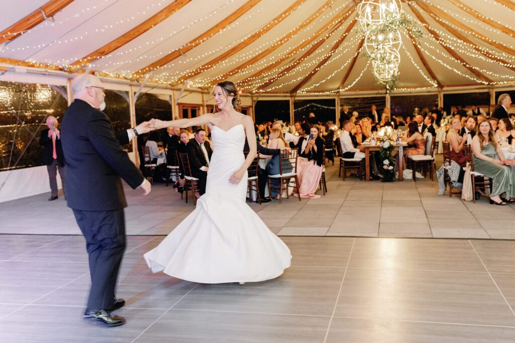 Bride and father first dance at Castle Hill Inn