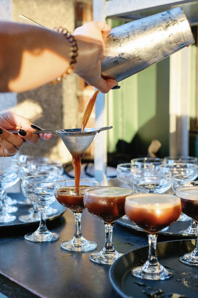 Espresso martinis being poured