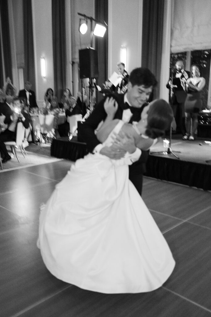 Bride and groom first dance at The Newbury Hotel in Boston
