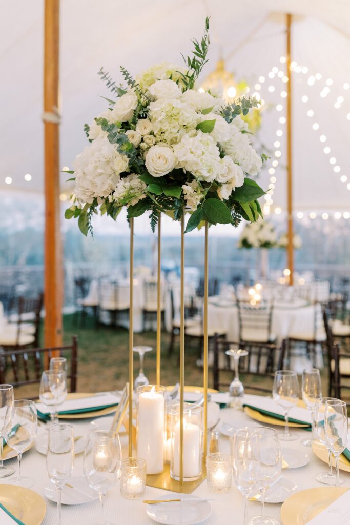 Floral decor for fall New England wedding at Crane Estate