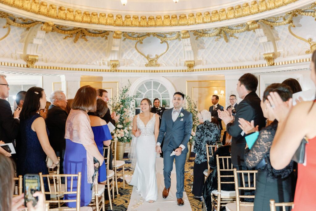 Winter wedding Indoor ceremony at The Lenox Hotel in Boston