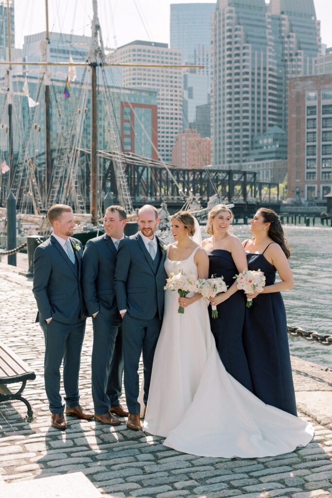 Wedding party portrait for Boston Seaport wedding at The Exchange Conference Center 