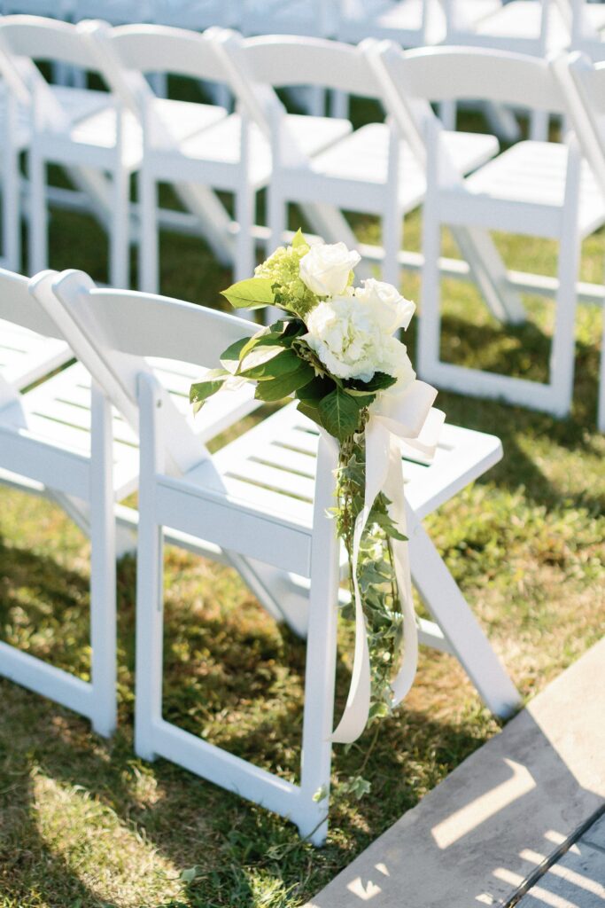 Outdoor ceremony aisle flowers at Waverly Oaks Golf Club