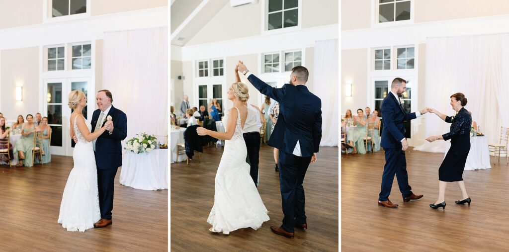 Parent first dances and bride and groom dance at wedding reception