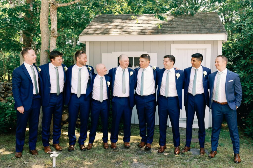 Groom and groomsmen portrait for Cape Cod summer wedding