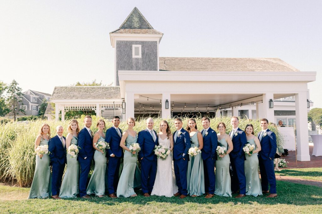 Bridal party portrait at the Wychmere Beach Club on Cape Cod
