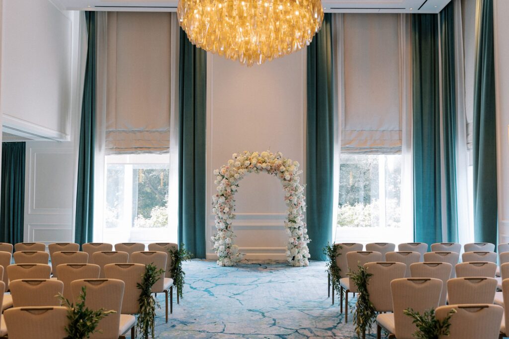 Indoor ceremony room for Back Bay wedding at The Newbury Boston