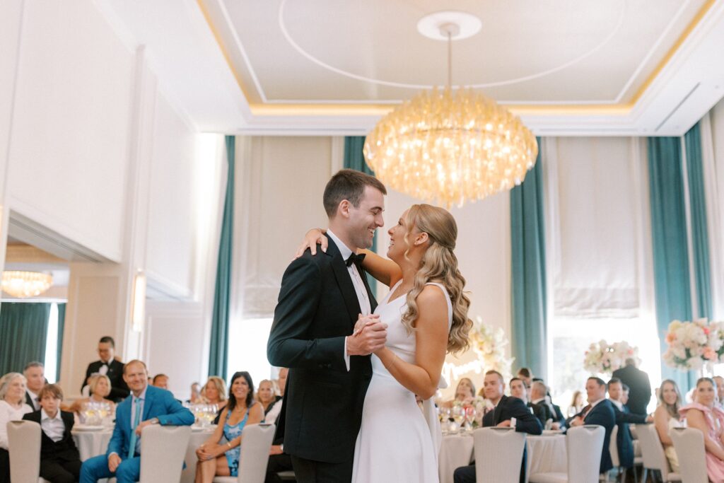 Bride and groom first dance at The Newbury Boston wedding reception