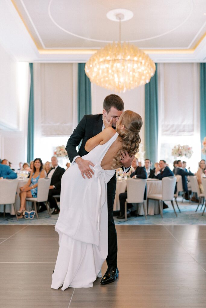 Bride and groom first dance at The Newbury Boston wedding reception for Back Bay wedding