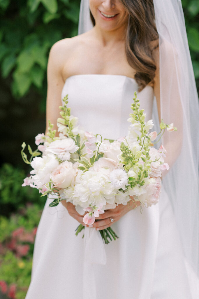 Bridal portrait with summer bouquet for Willowdale Estate wedding