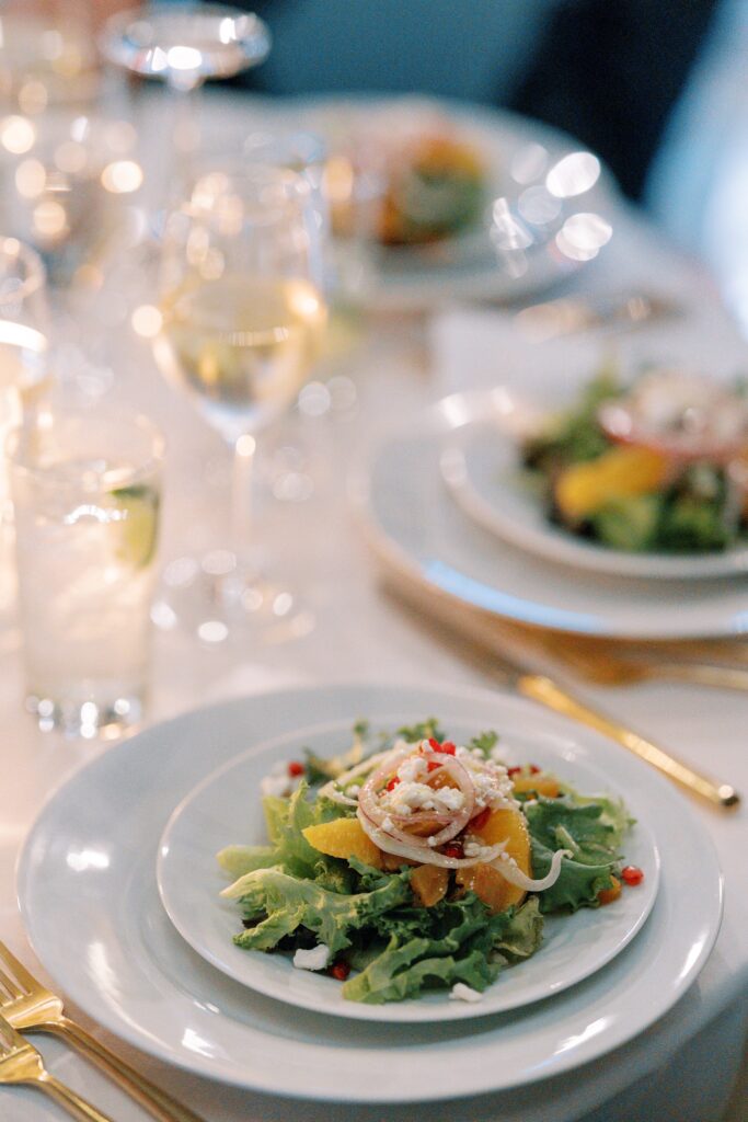 Salad appetizer for rehearsal dinner at the Edgartown Reading Room by Buckley's Gourmet Catering