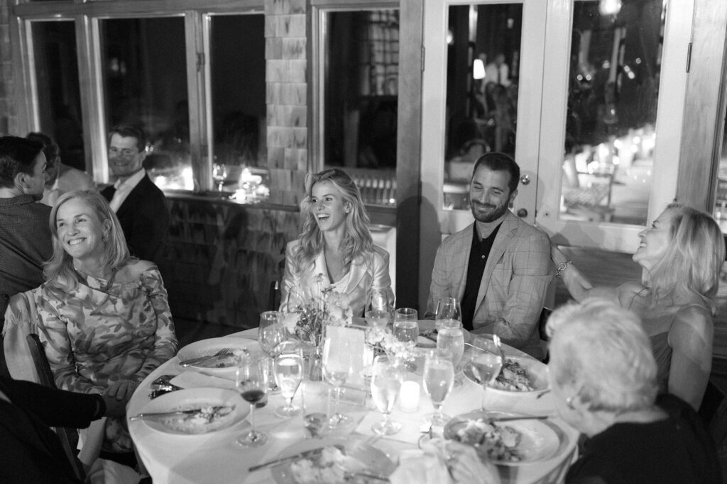 Candid family photography during rehearsal dinner at the Edgartown Reading Room 