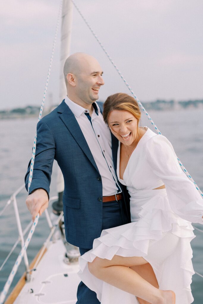 Sailboat Engagement Session off the coast of New England 