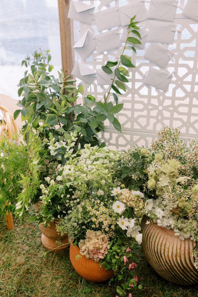 Natural and organic flower decor for Martha's Vineyard wedding 